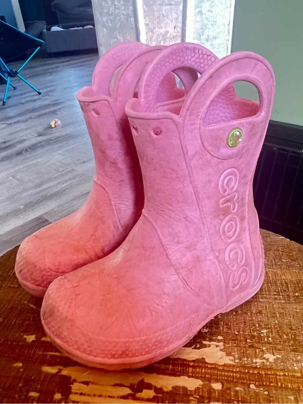 CROCS Pink Kids' Easy-Pull Rain Boots
